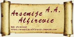 Arsenije Alfirević vizit kartica